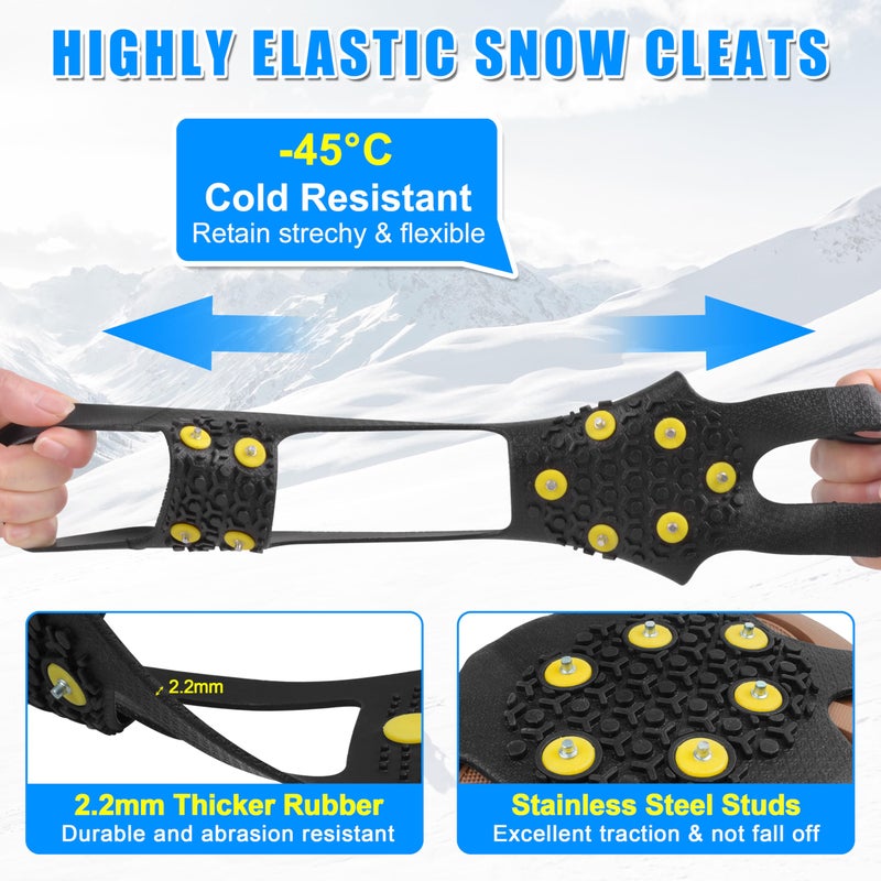 Shaddock Fishing Ice Cleats Snow Traction Cleats Crampons for Shoes and Boots Anti Slip Rubber Snow Cleats Overshoe Footwear Protable Grippers for Walking on Snow and Ice Men Women Hiking Climbing Ice Fishing - Image 4